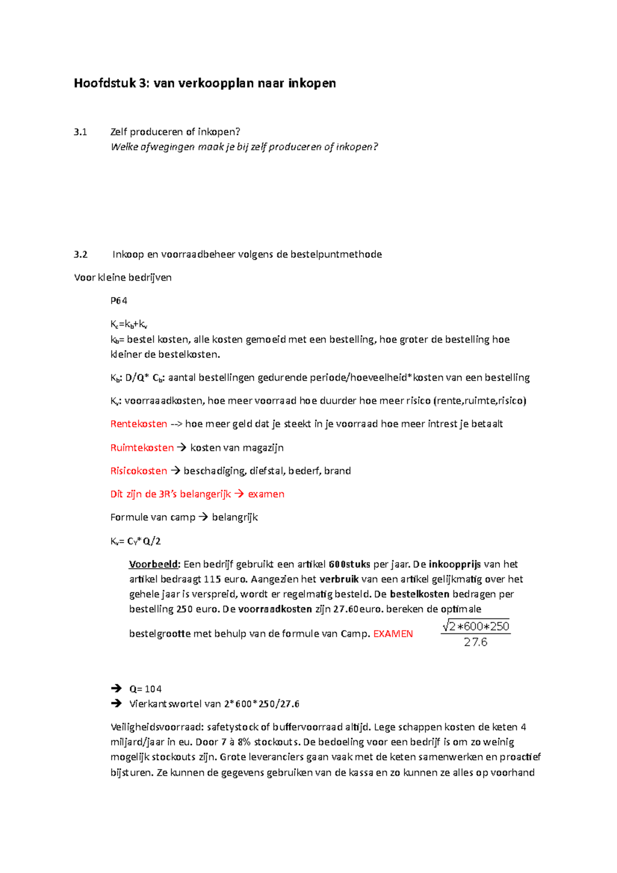 Samenvatting - C Logistiek Comleet - Hoofdstuk 3: Van Verkoopplan Naar ...