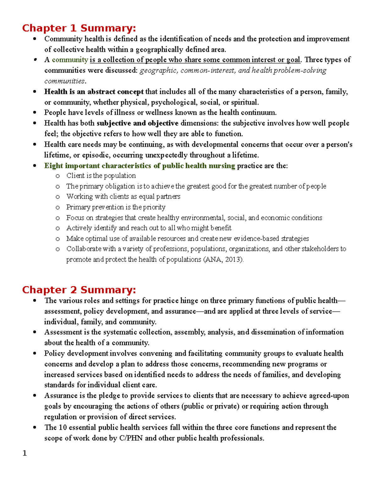 Community- Exam 1 Chapter Summeries - Chapter 1 Summary: Community ...