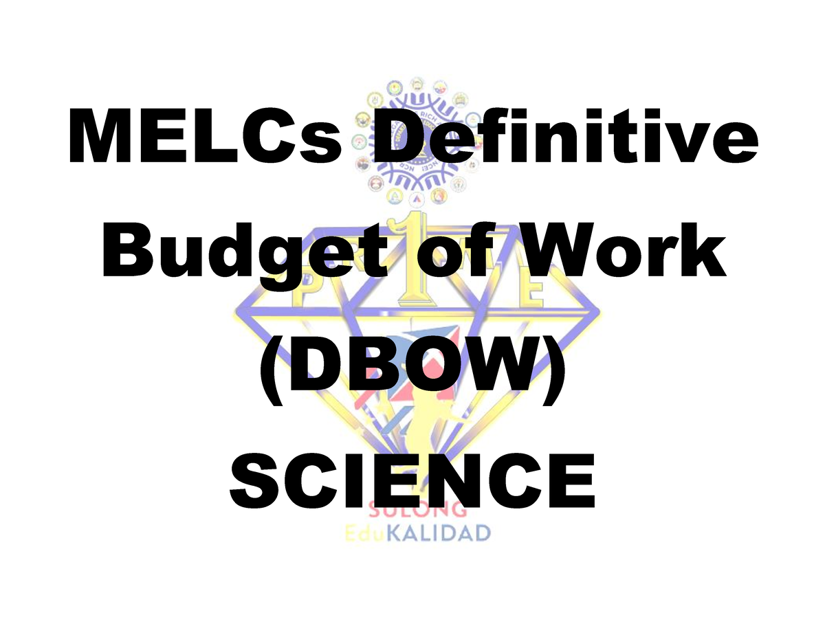 DBOW- Science - Ffbfb - MELCs Definitive Budget Of Work (DBOW) SCIENCE ...