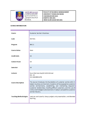 Assignment 2 n 3 - MKT341 - ASSIGNMENT 2 (15%) REFLECTION PAPER ...