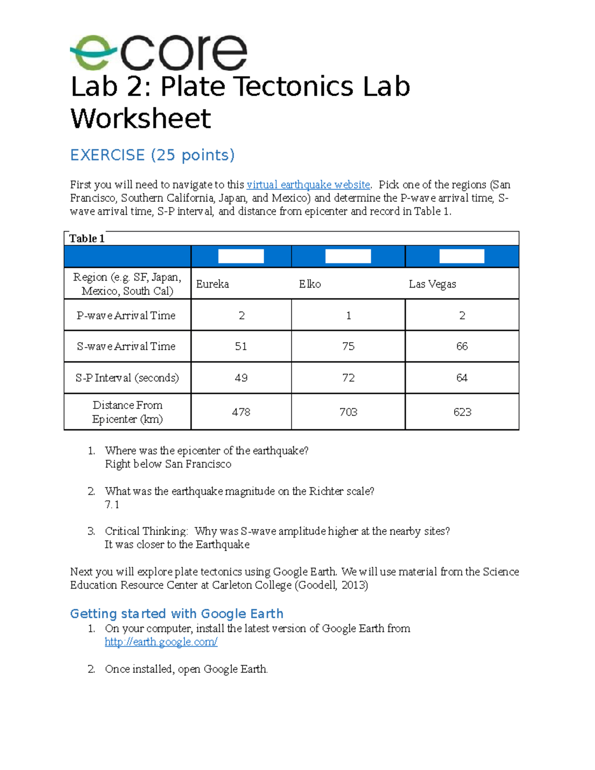 Lab 2 Plate Tectonics Lab 2 Lab 2 Plate Tectonics Lab Worksheet