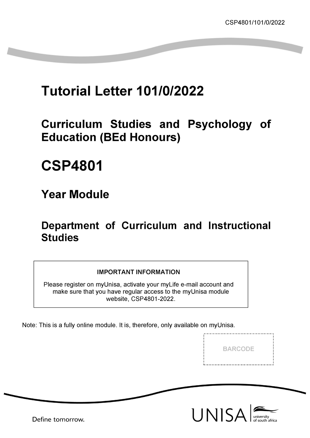 101 2022 0 B- HBEDTRD TUTORIAL LETTERS - CSP4801/101/0/ Tutorial Letter ...