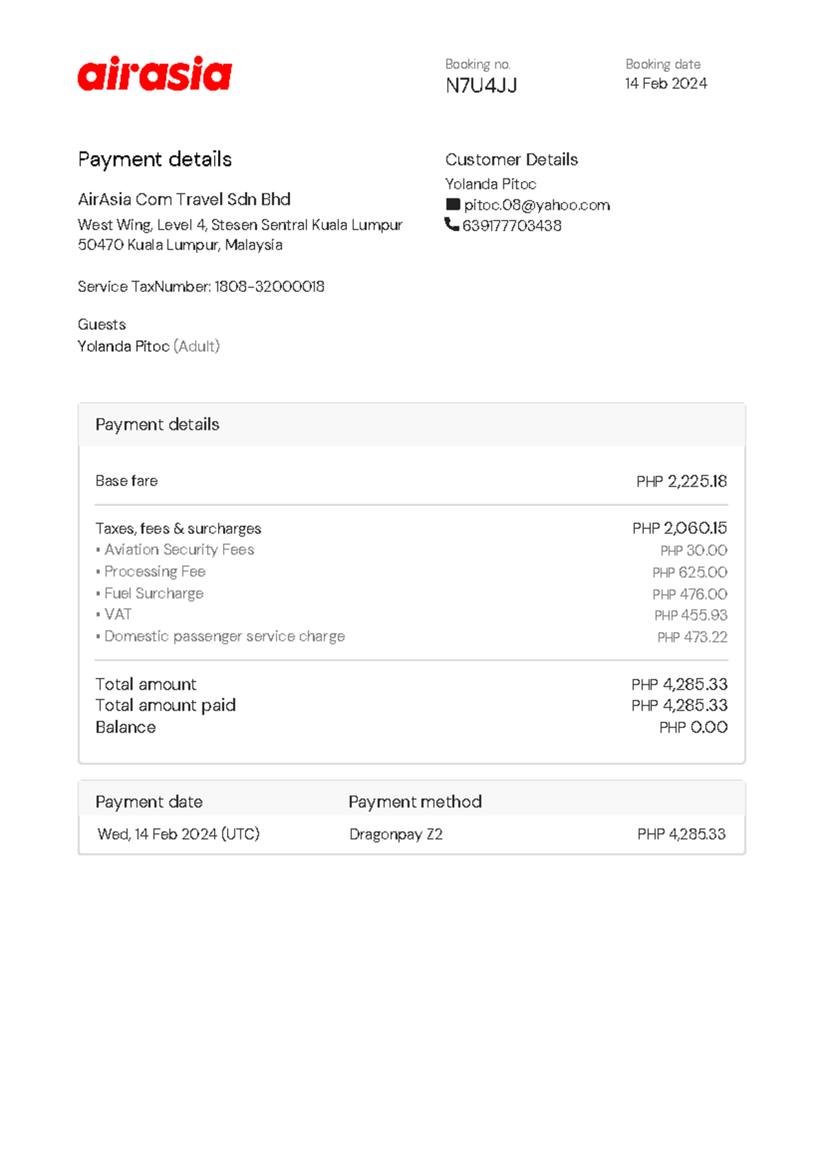Invoice CEB DVO 18-07-2024 273206261919 - Customer Details Yolanda ...