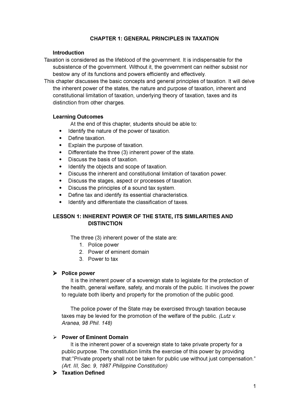 Module 1 General Principles - CHAPTER 1: GENERAL PRINCIPLES IN TAXATION ...