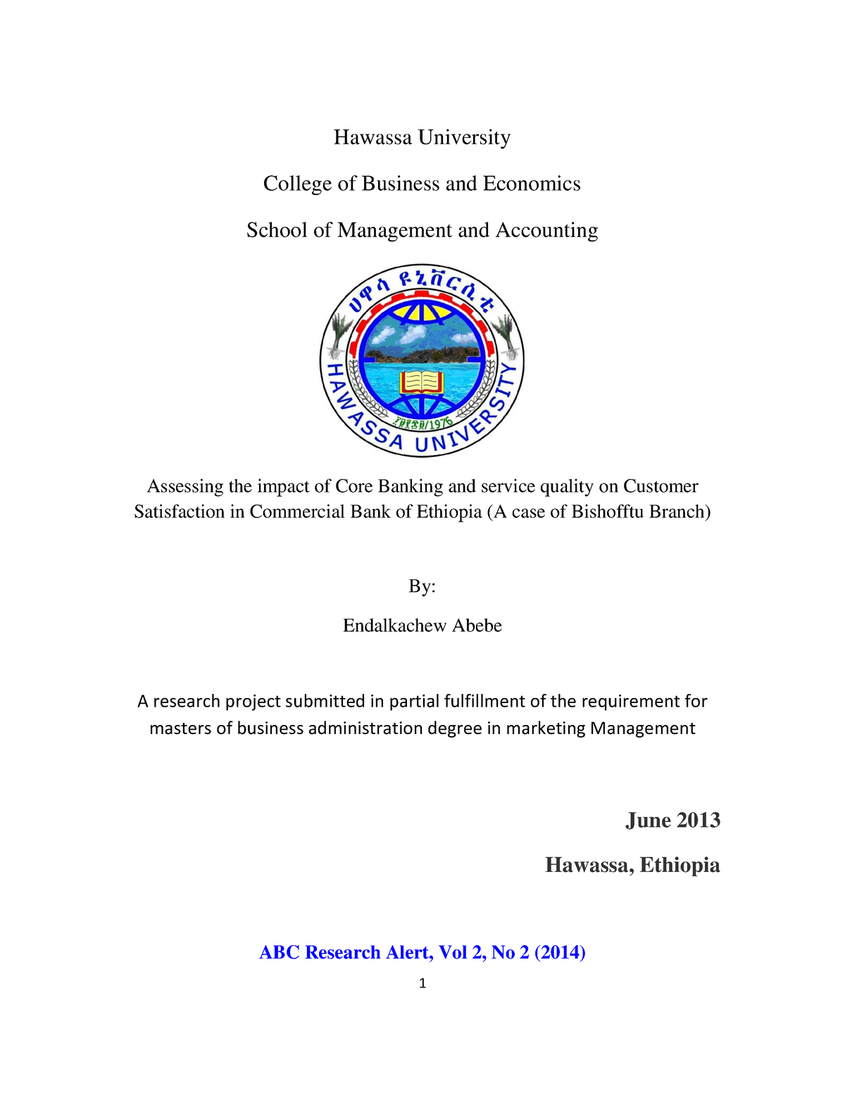 hawassa university research paper