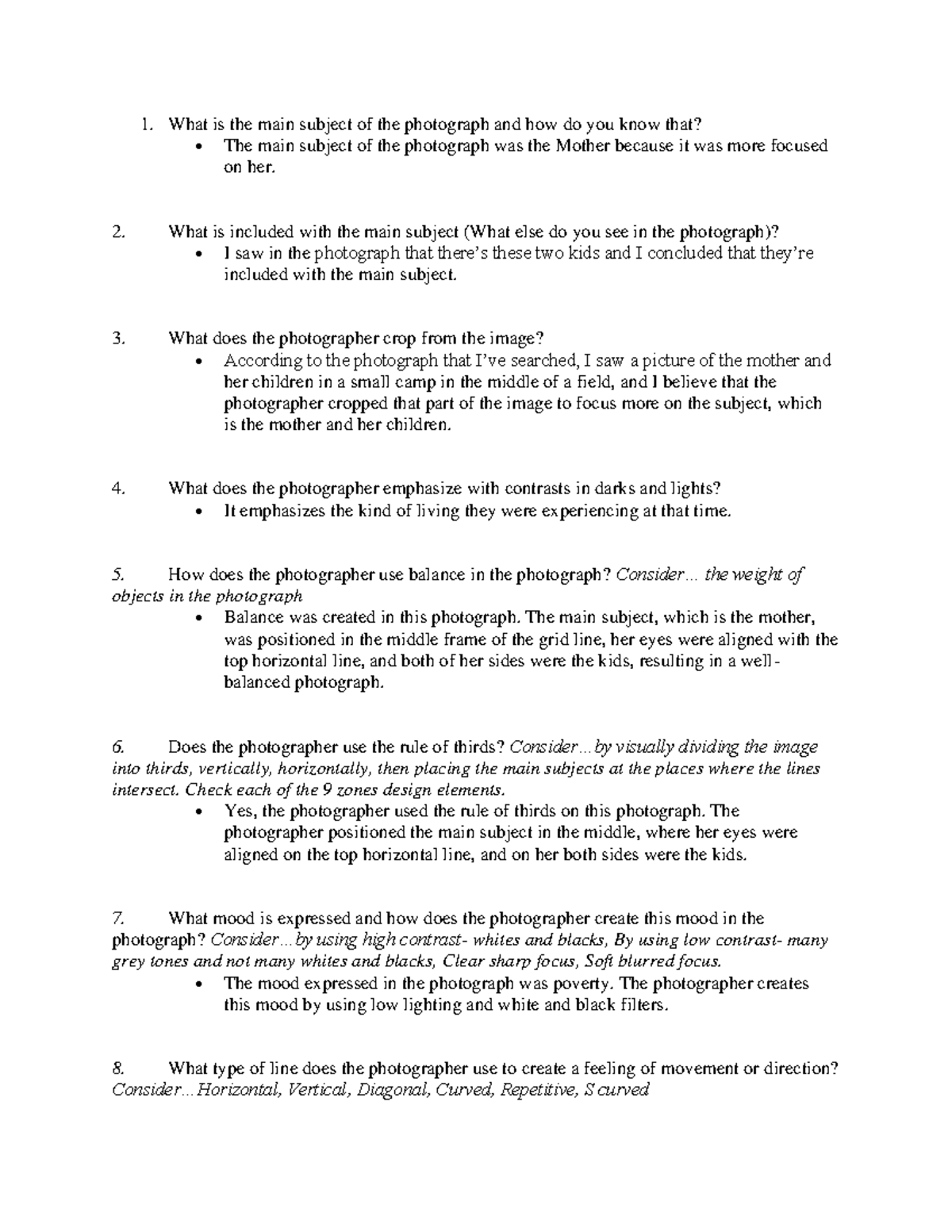 Art Photography Analysis What is the main subject of the photograph