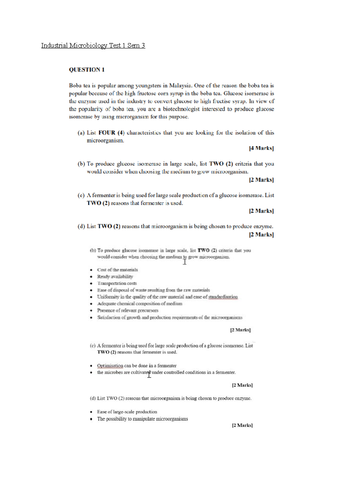 Industrial Microbiology Test 1 Sem 3 Technopreneurship Industrial