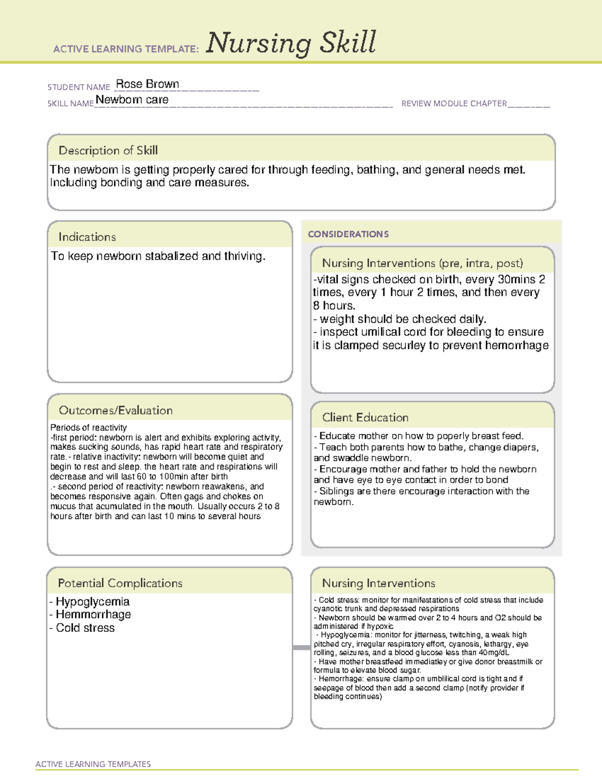 Nursing Skill - Newborn Care - Simulation Post-Work (113) - HIT 209 ...