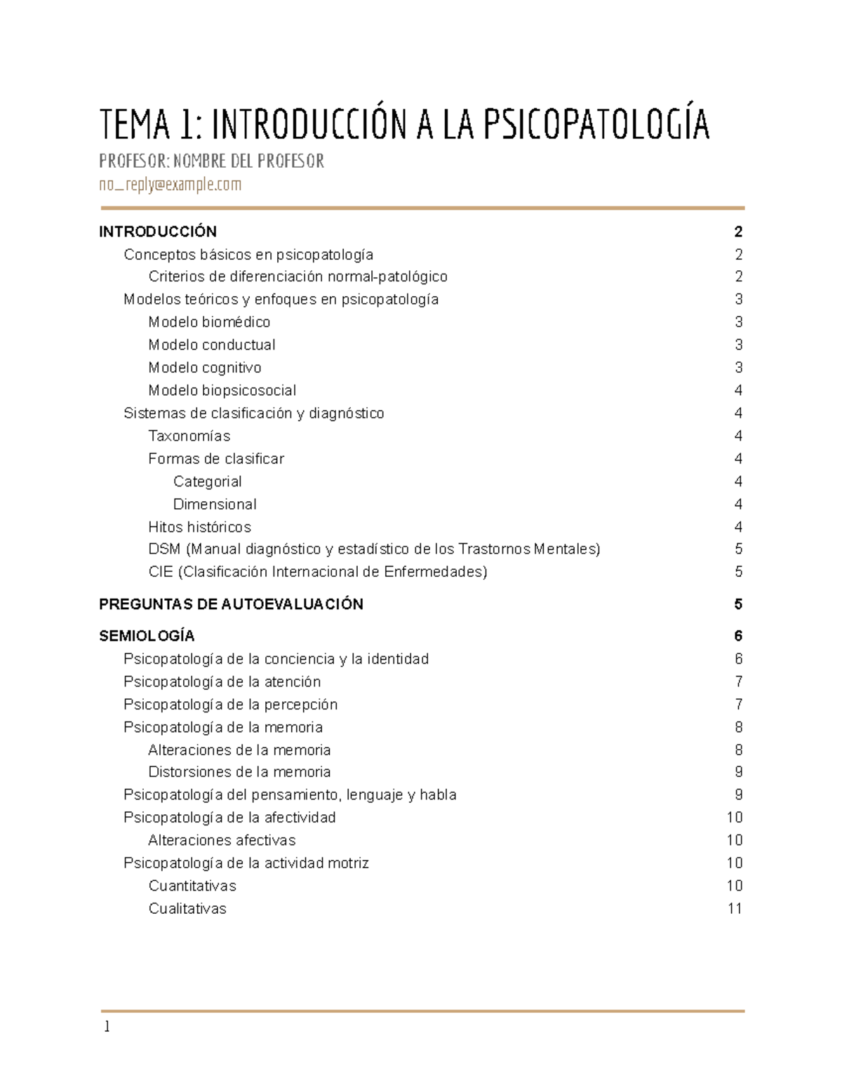Tema 1 Introducción - Apuntes del tema uno de psicopatología - TEMA 1 ...