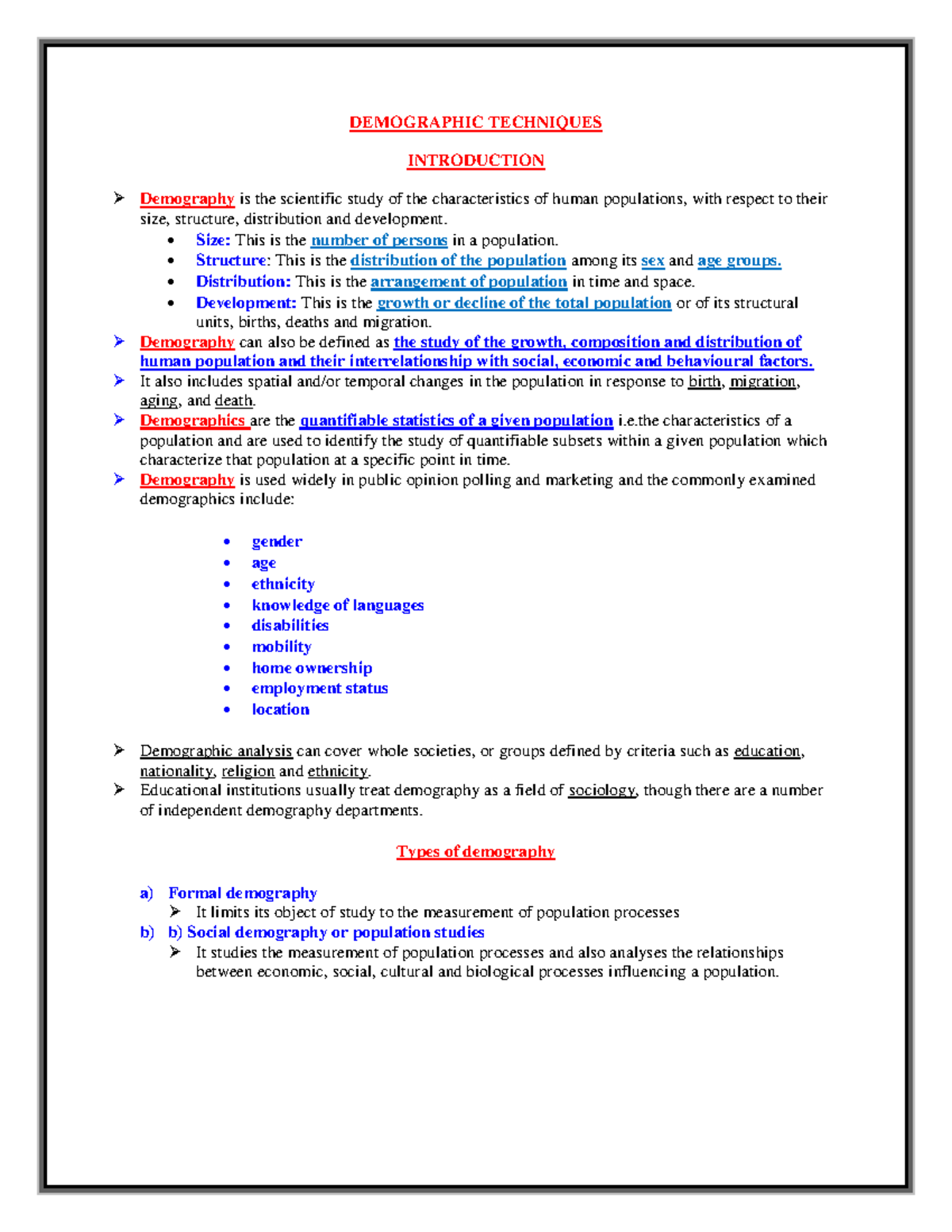Demographic Techniques-3 - DEMOGRAPHIC TECHNIQUES INTRODUCTION ...