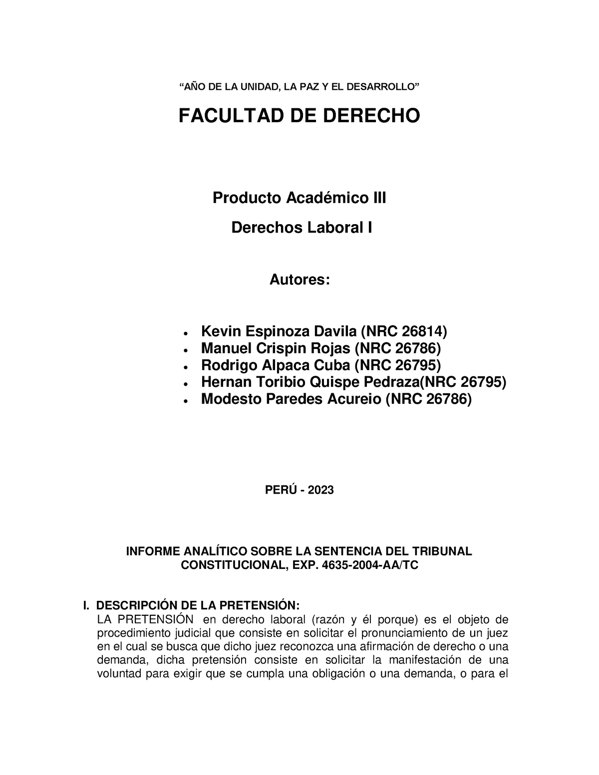 P.A.N°3 DE Derecho Laboral I - Studocu