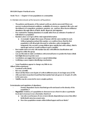 Field Ecology - Lecture Notes For Envs 200 - Field Ecology Week One ...