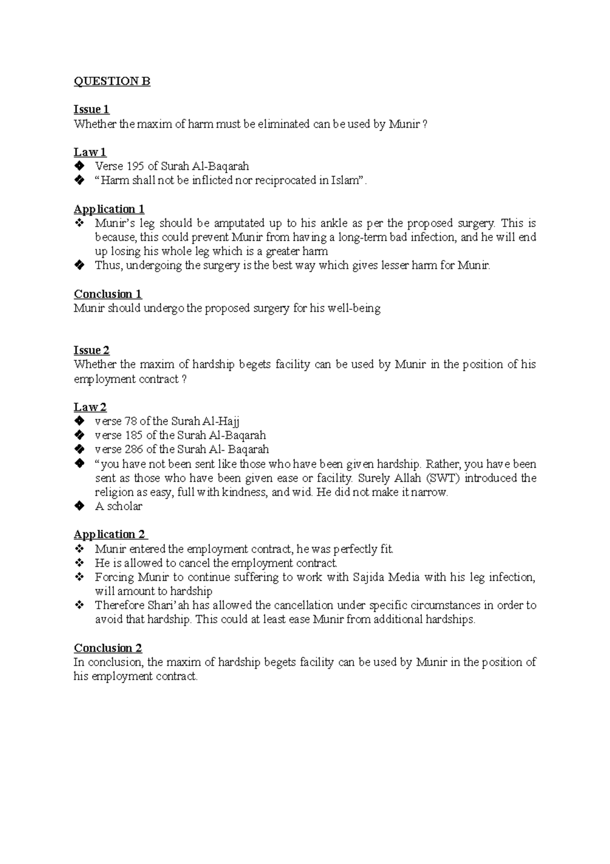 Question B islamic - Hope it help you guys. - Islamic Law - MMU - Studocu