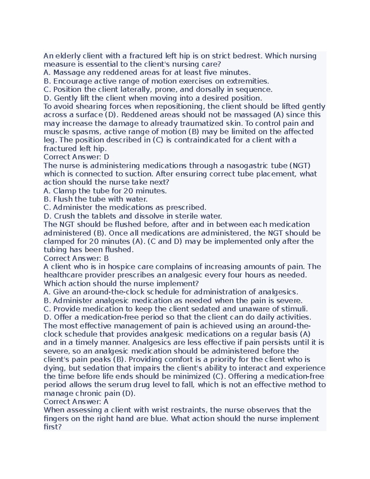 New hesi fun nclex fundamentals An elderly client with a fractured