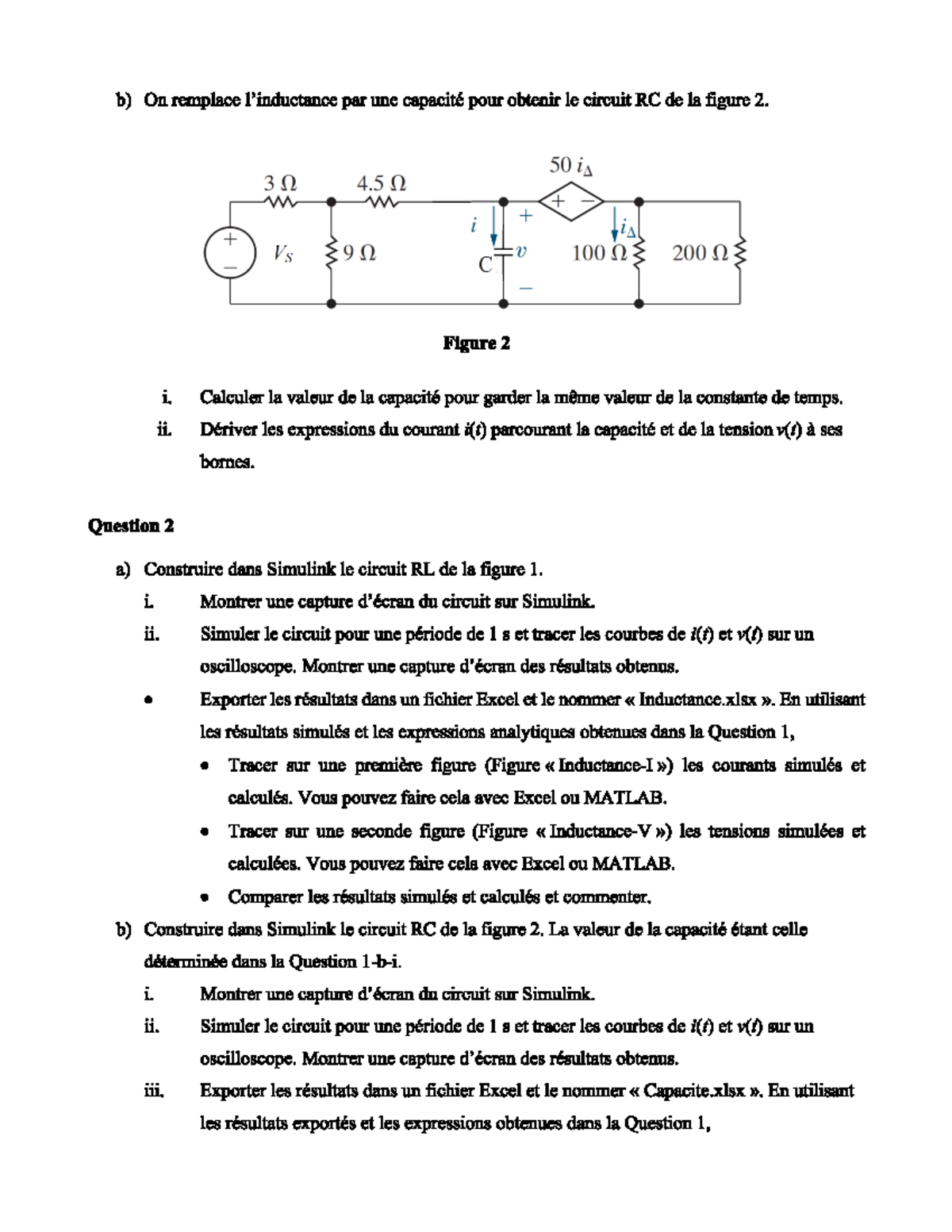 ELG Devoir 3 - HMK - b) On remplace par une capacité pour obtenir le ...