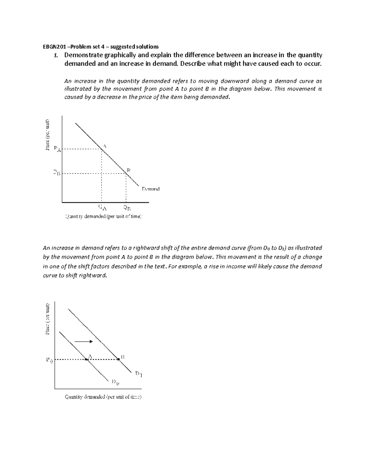 PS4 - Problem Set 4 – suggested solutions - EBGN201 –Problem set 4 ...
