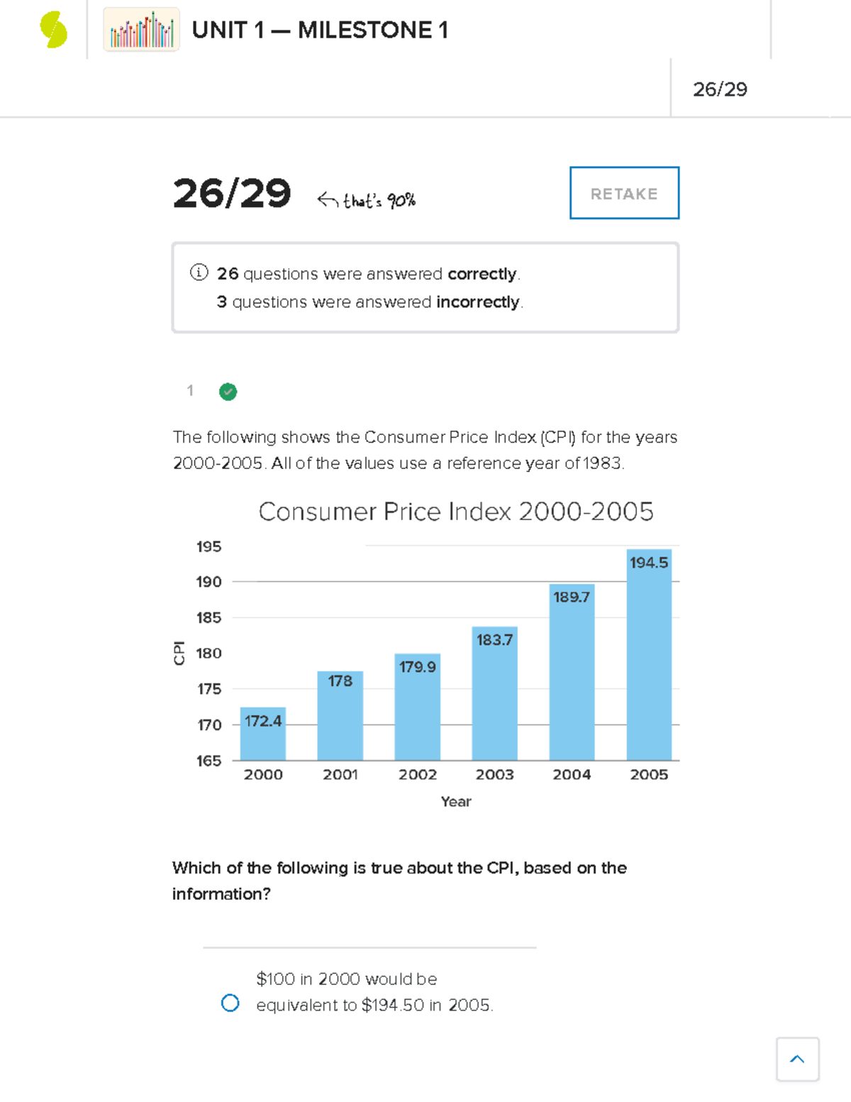 Sophia Introduction-to-statistics UNIT 1 Milestone 1 - 1 26 / 29 That's ...