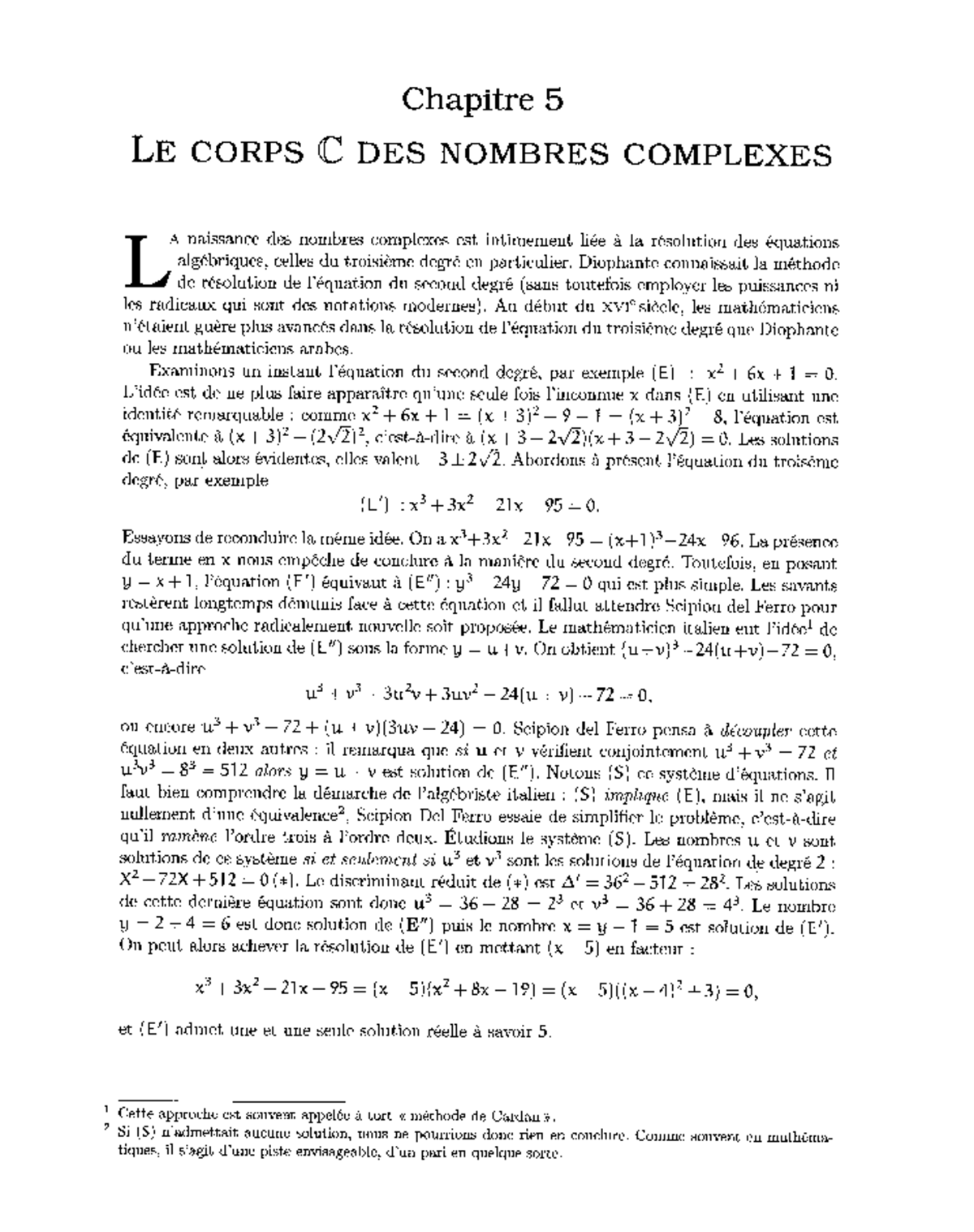 Ch5 Le corps C des nombres complexes - Algebre 1 - Studocu