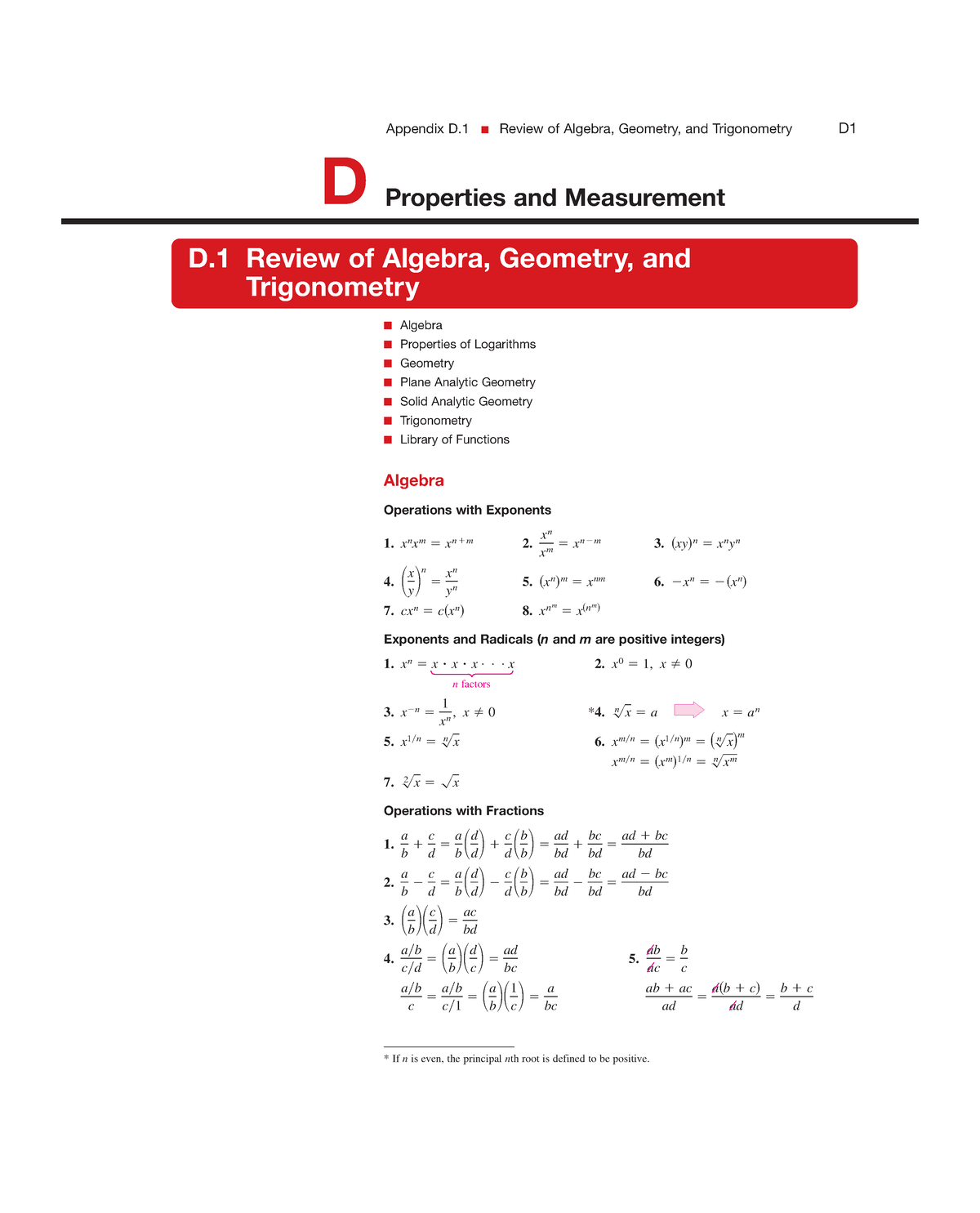 Algebra Geometry And Trigo 1 - Appendix D Review Of Algebra, Geometry ...