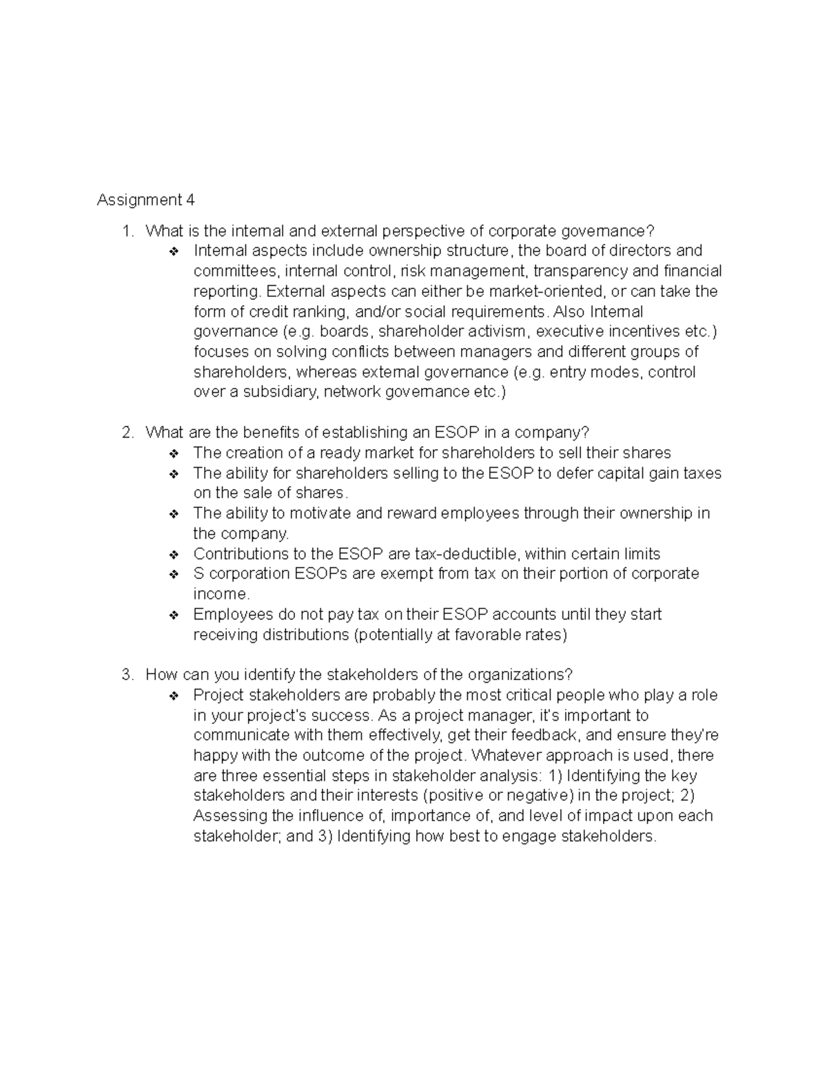 ASS 4-GOOD GOV - assignment - Assignment 4 What is the internal and ...