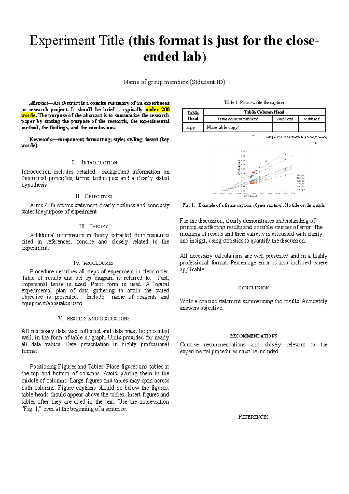 Manuscript Template - Experiment Title (this Format Is Just For The 