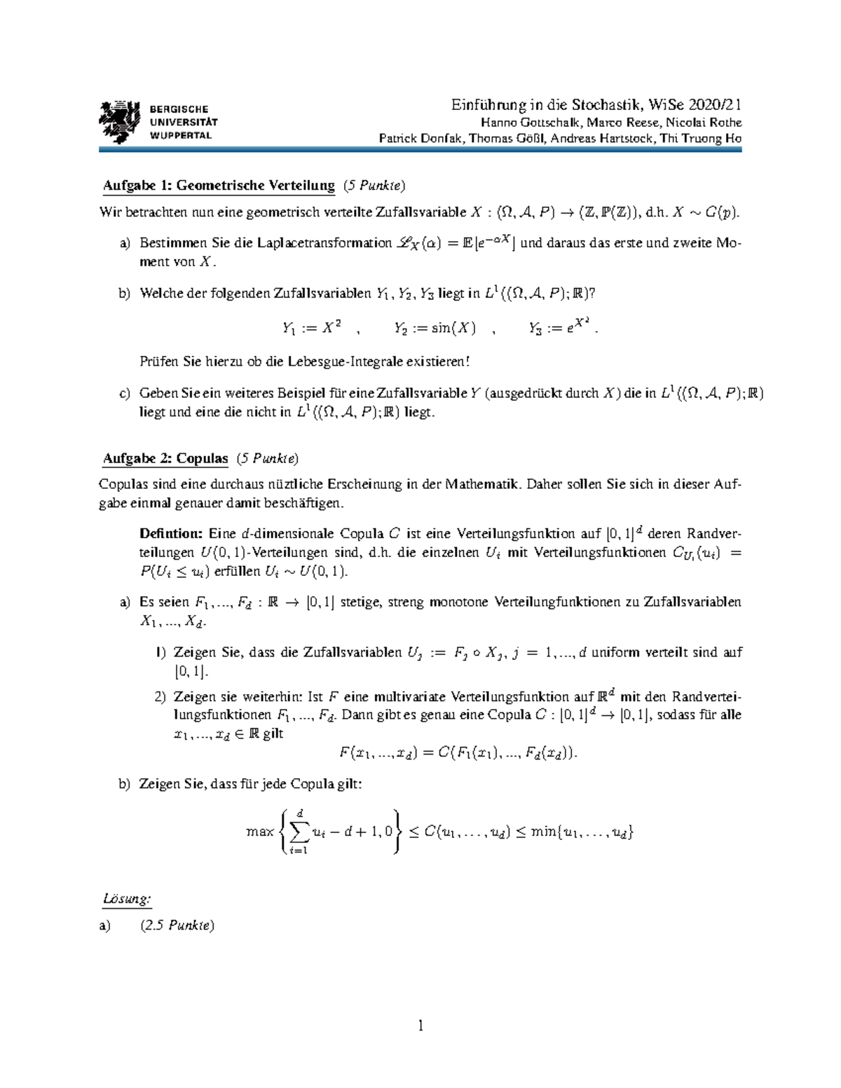 Ex Sheet 19 Losungen Blatt 10 Studocu