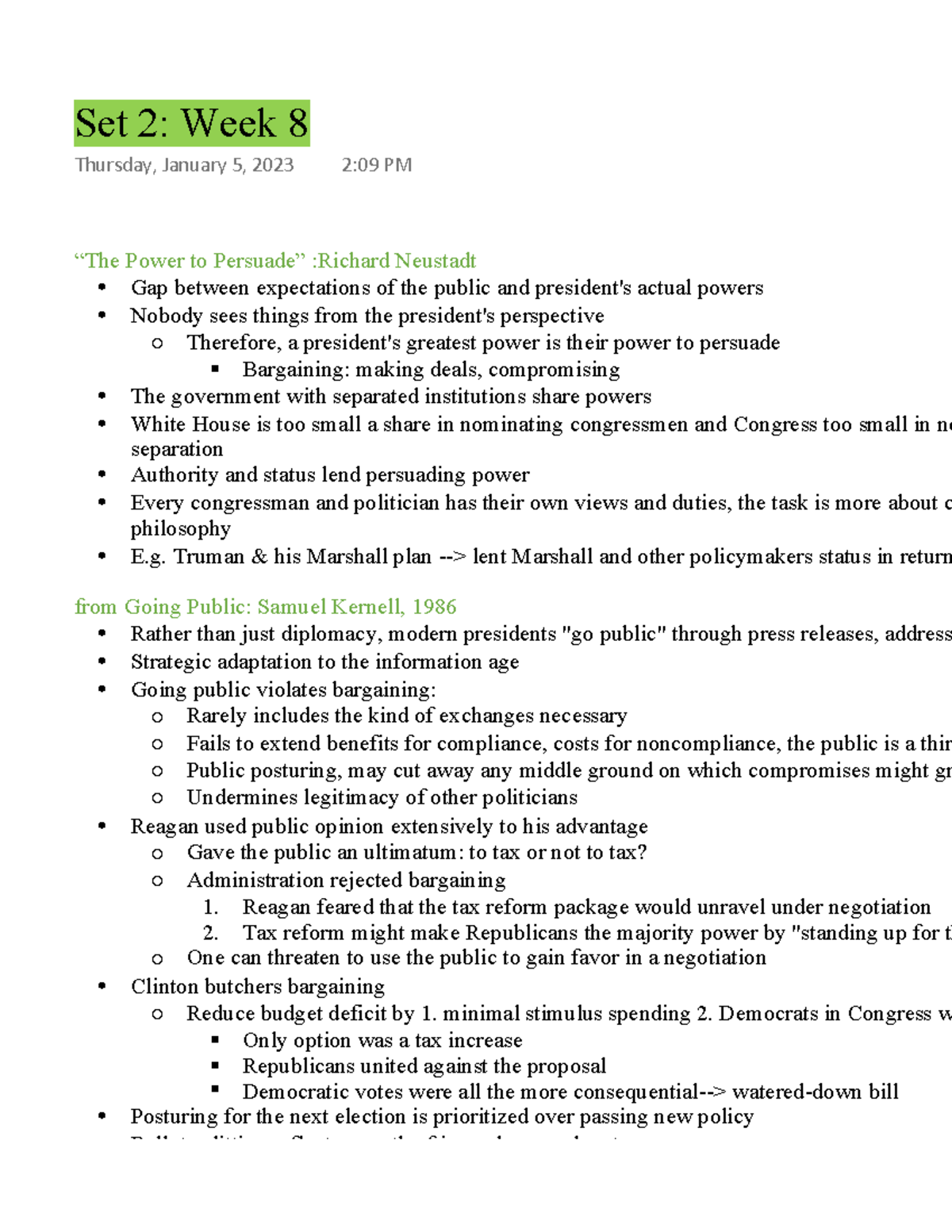 Poli Sci Set 2 Week 8 - Professor Chloe Thurston - "The Power to ...