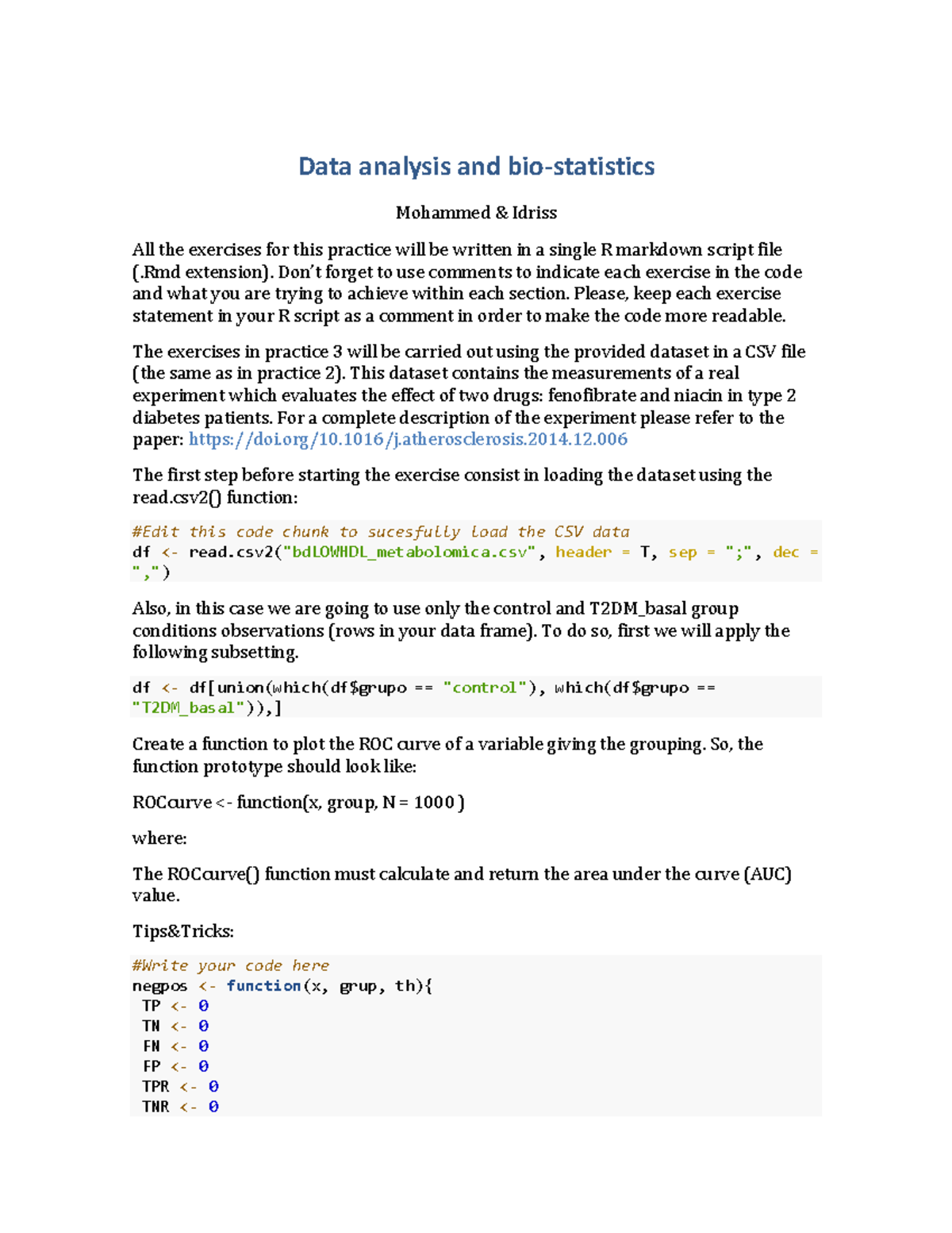 Exercises 3 - Data Analysis And Bio-statistics Mohammed & Idriss All ...