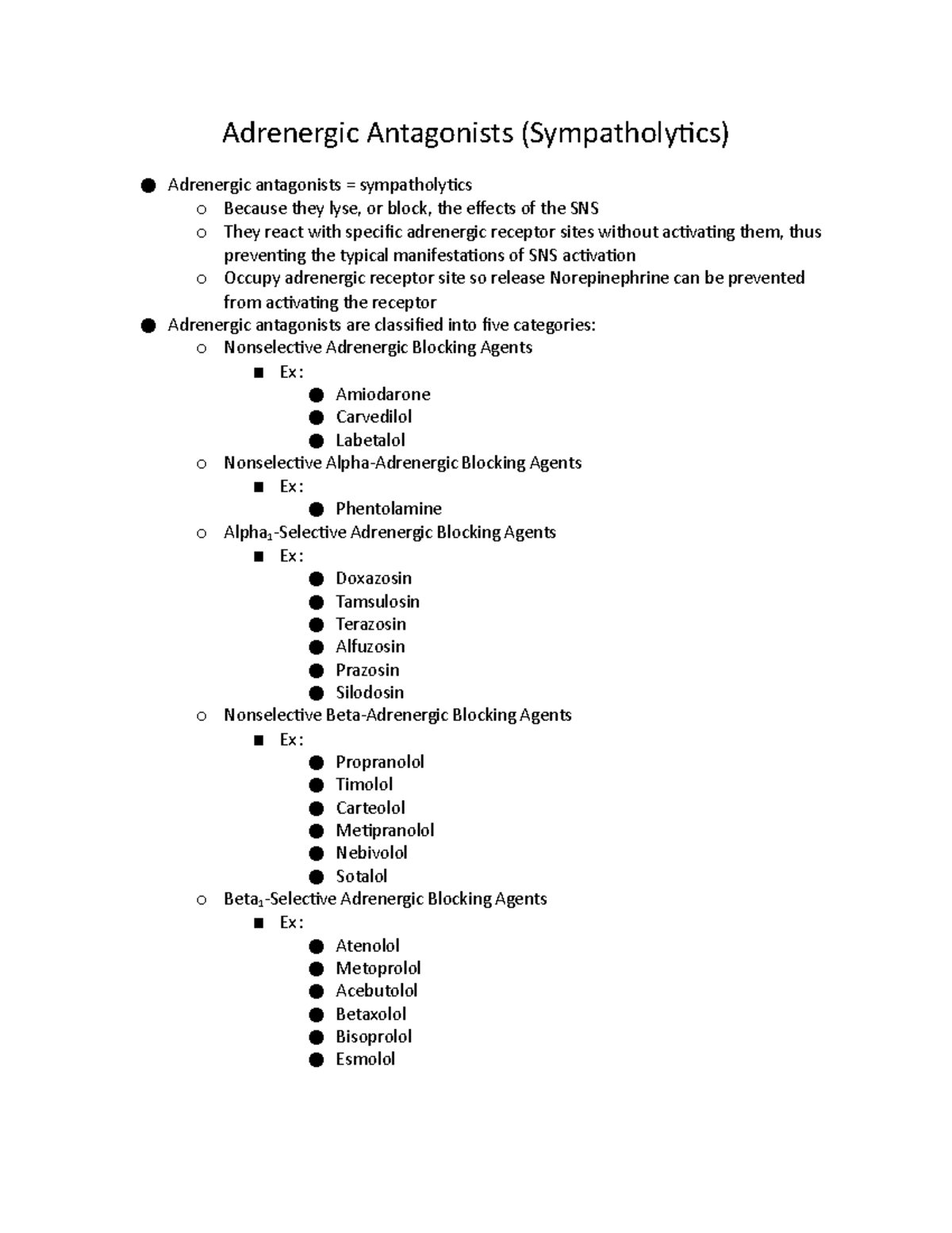 M3 Adrenergic Antagonists - Adrenergic Antagonists (Sympatholytics ...