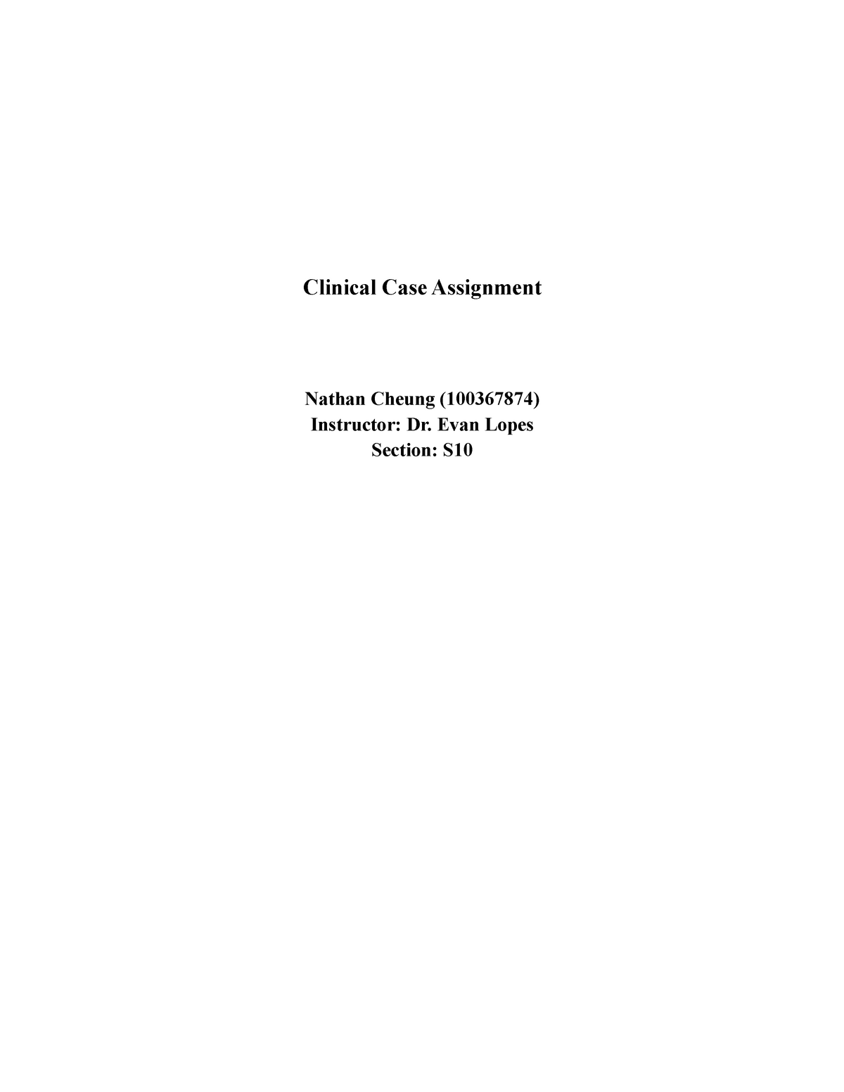 clinical case study assignment