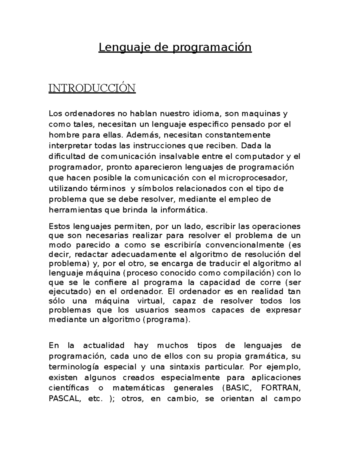 54523298 Lenguaje de programacion Ensayo - Lenguaje de programación ...