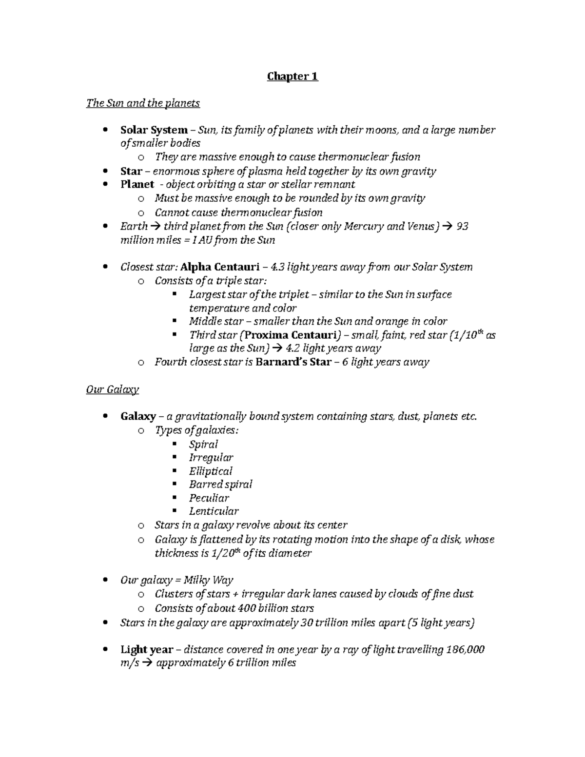 life-of-planet-earth-final-course-summary-chapter-1-the-sun-and-the
