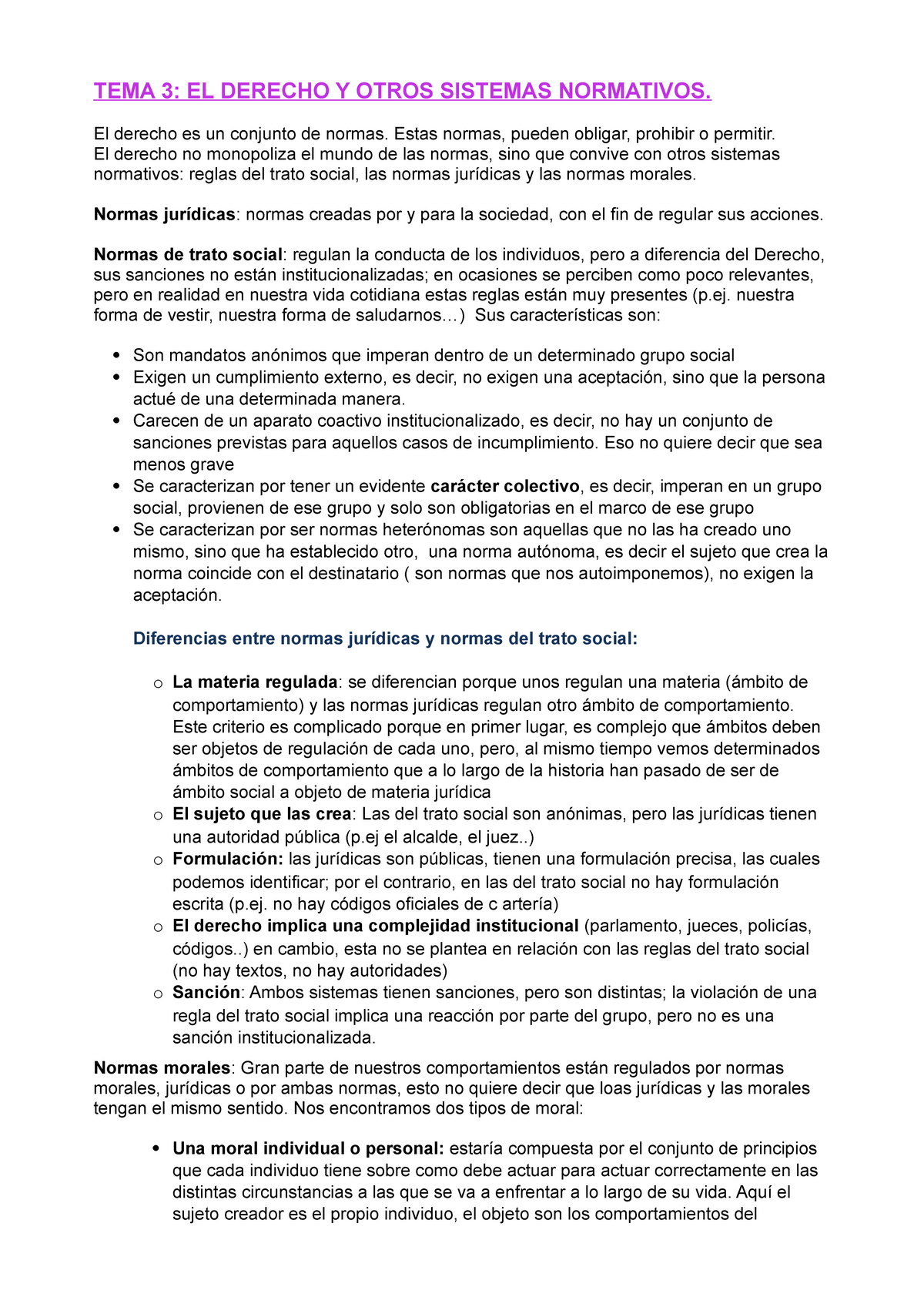 Tema 3 Apuntes Tema 3 Tema 3 El Derecho Y Otros Sistemas Normativos El Derecho Es Un 6096