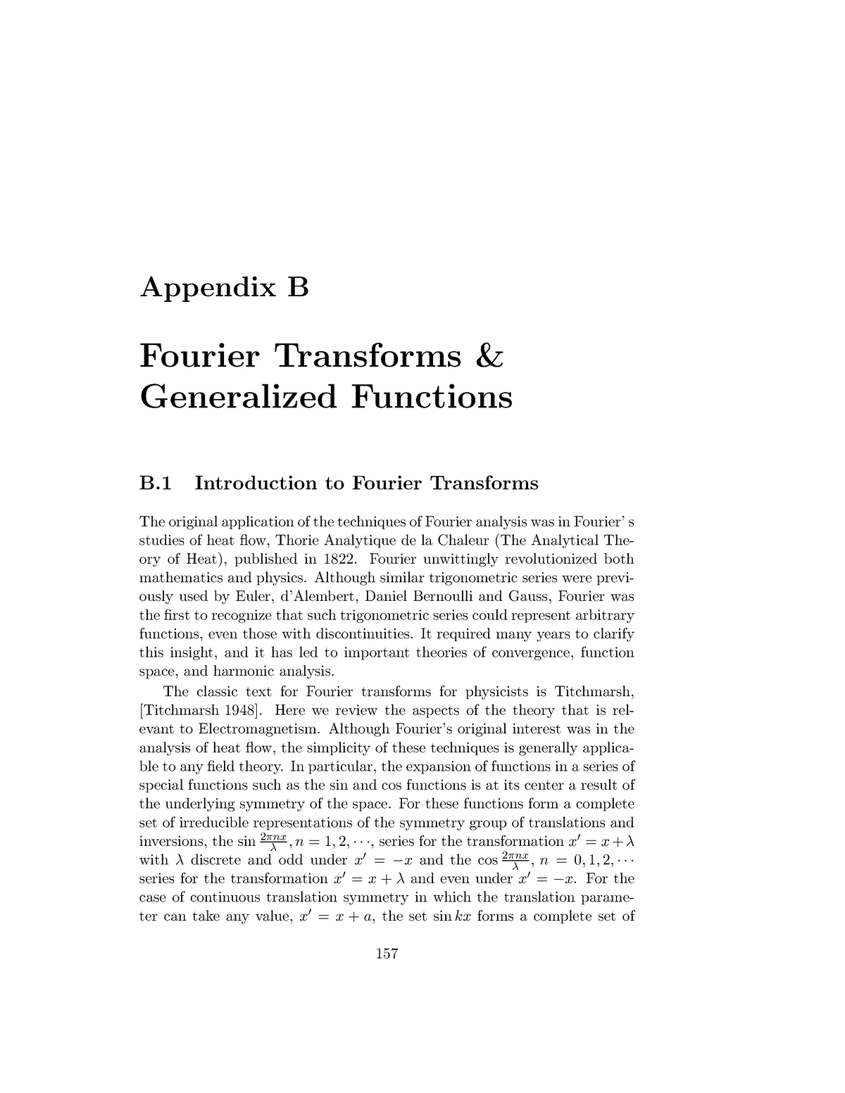 Fourier Transform And Generalized Function - Appendix B Fourier ...