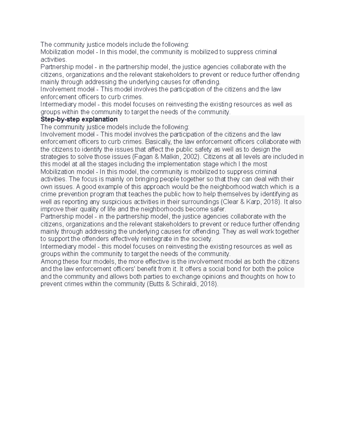 The community justice models include the following - The community ...