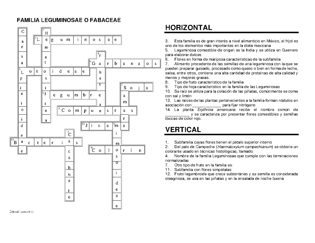 Planta Leguminosa Usada Como Forraje Crucigrama