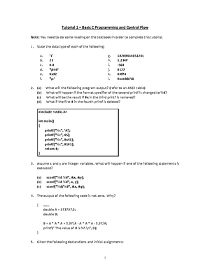 1 - Basic C Programming - Lecture slides notes - 1 Basic C Programming ...