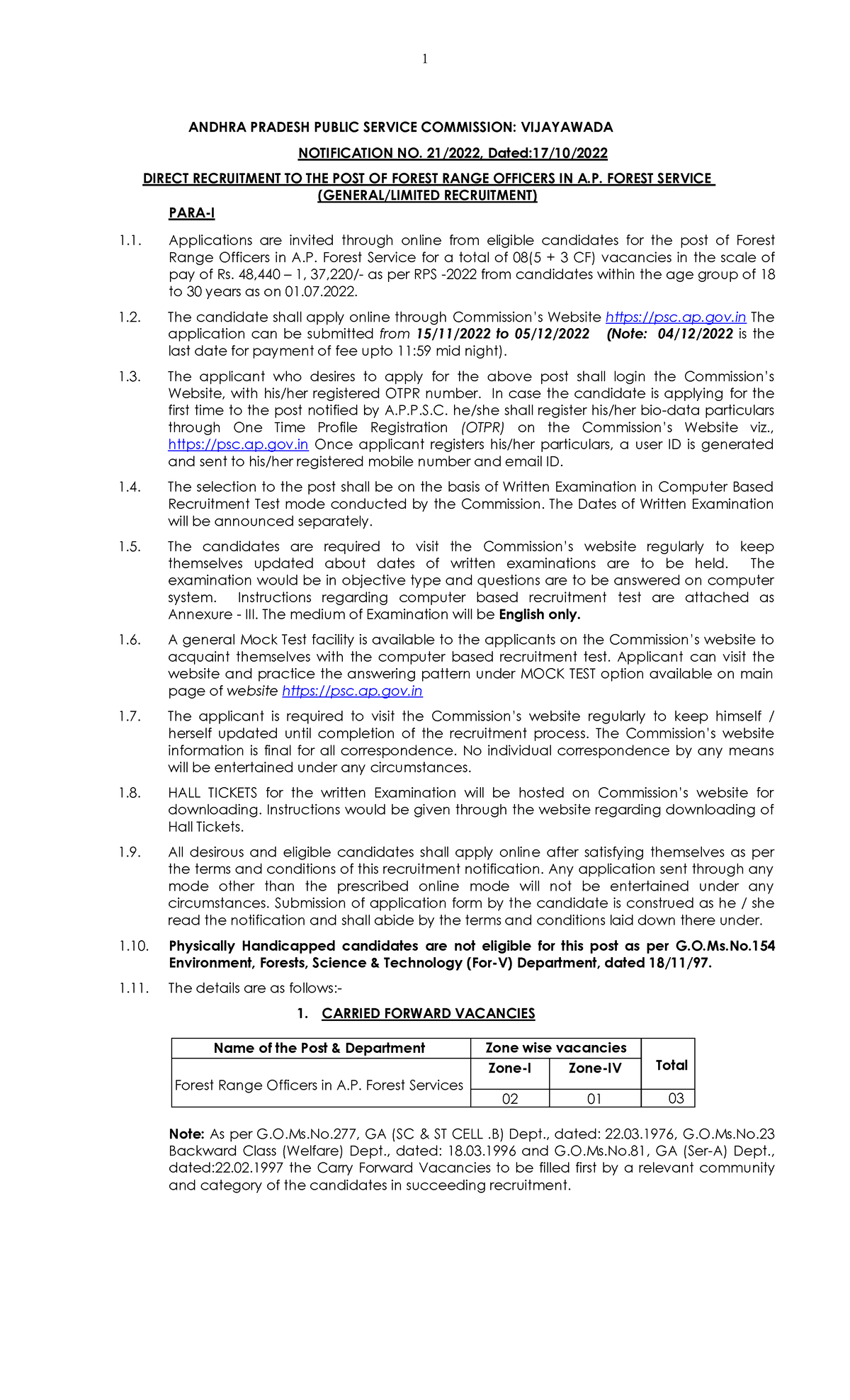 Appsc Forest Range Officer Recruitment 2022 ANDHRA PRADESH PUBLIC
