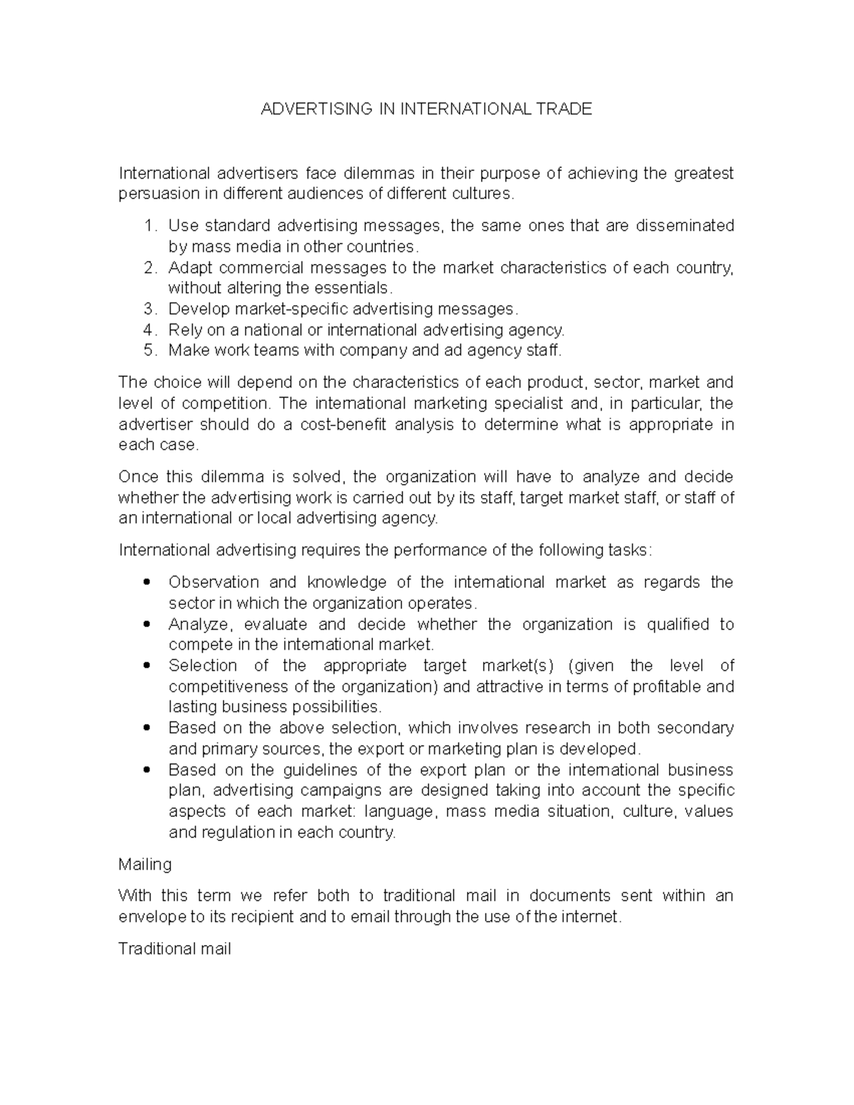 ADVERTISING IN INTERNATIONAL TRADE - ADVERTISING IN INTERNATIONAL TRADE ...