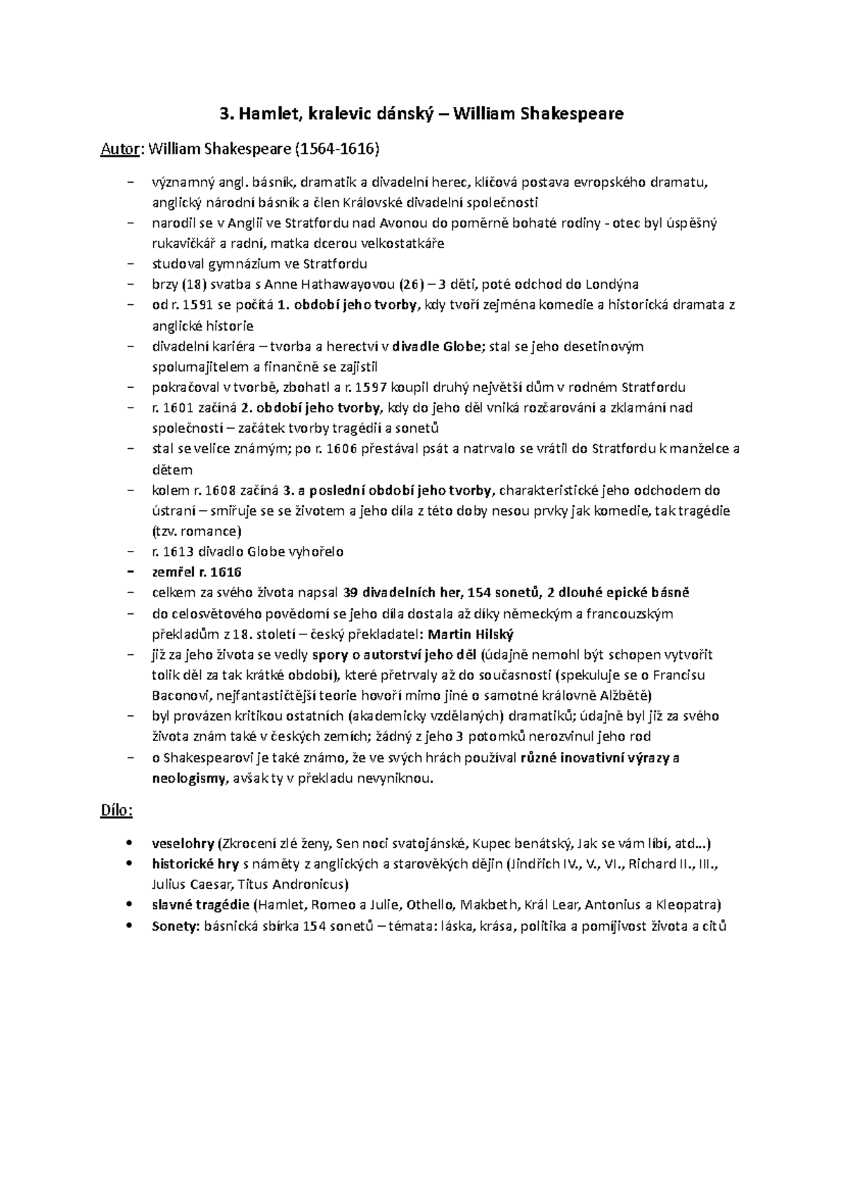 3. Hamlet Book summary 3. Hamlet, kralevic dánský William