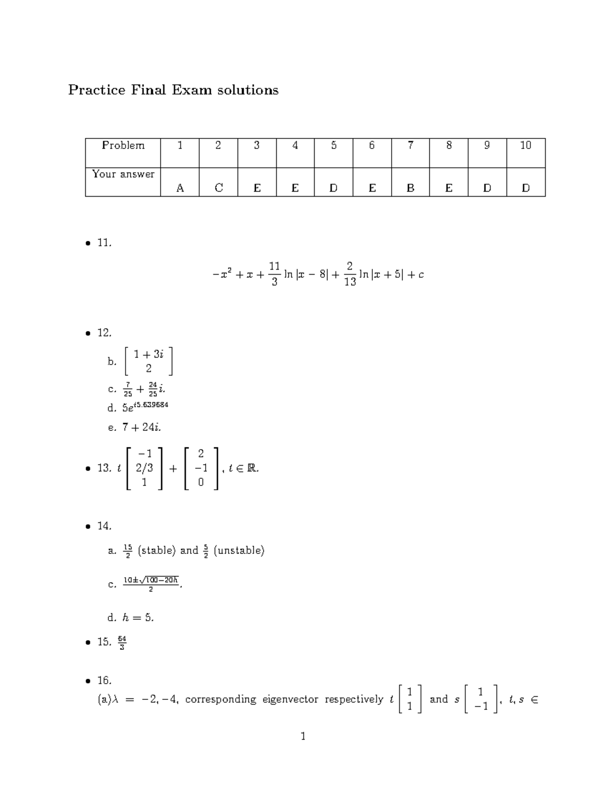 Test 17 December 2014, questions and answers - Practice Final Exam ...
