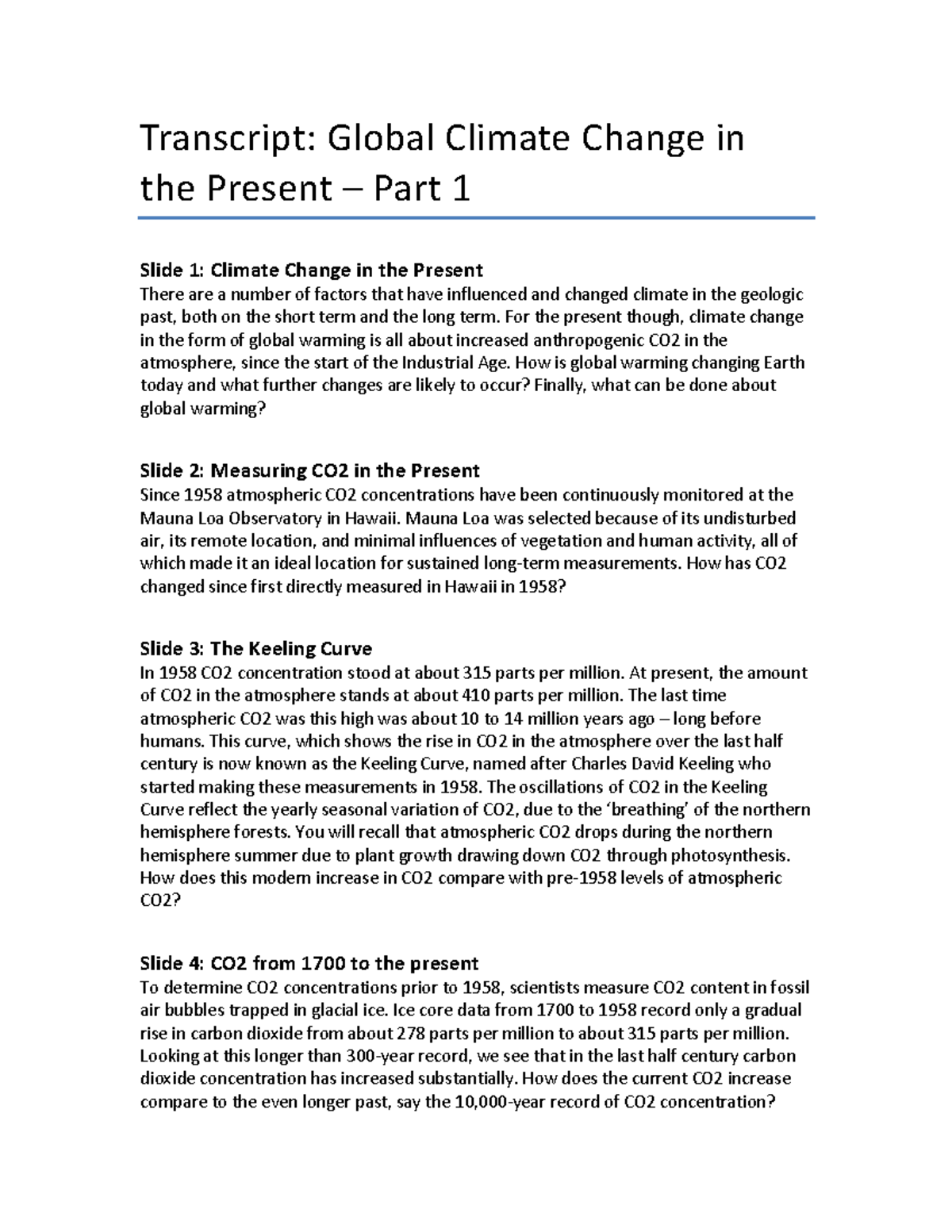 Audio Transcript-Global Climate Change in the Present-Part 1-GEOL-11040 ...