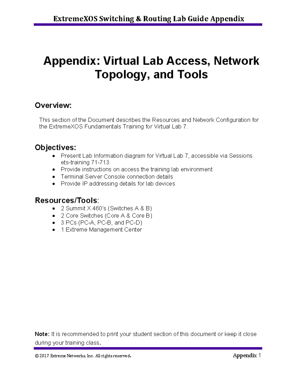 XOS Fundamentals Appendix - Appendix: Virtual Lab Access, Network ...