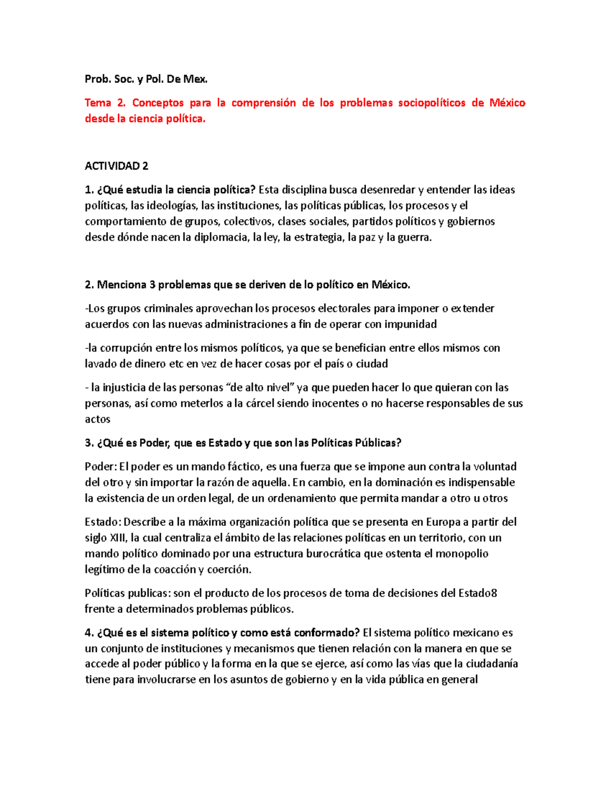 Prob. s y p. ACT 2 - espero te sirva - Prob. Soc. y Pol. De Mex. Tema 2 ...