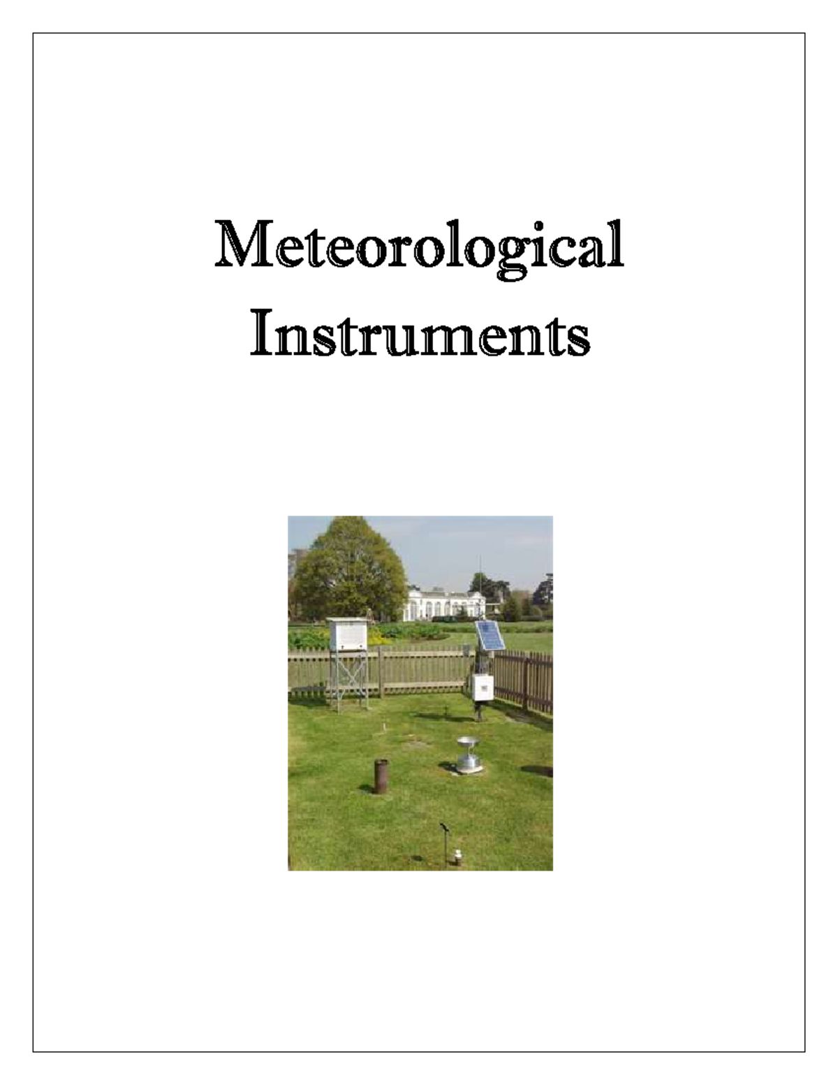 Meteorological Instruments Meteorological Instruments Table of