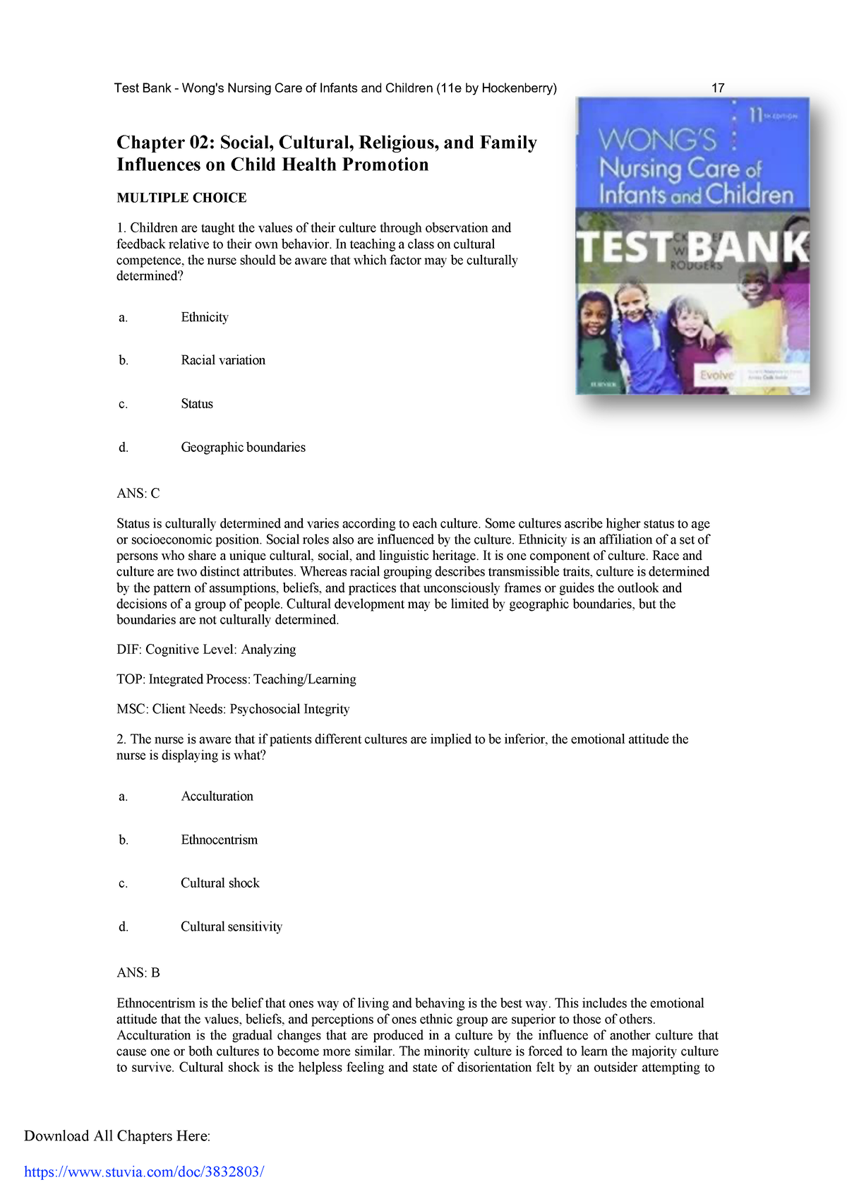 Test Bank For Wong’s Essentials Of Pediatric Nursing 11th Edition ...