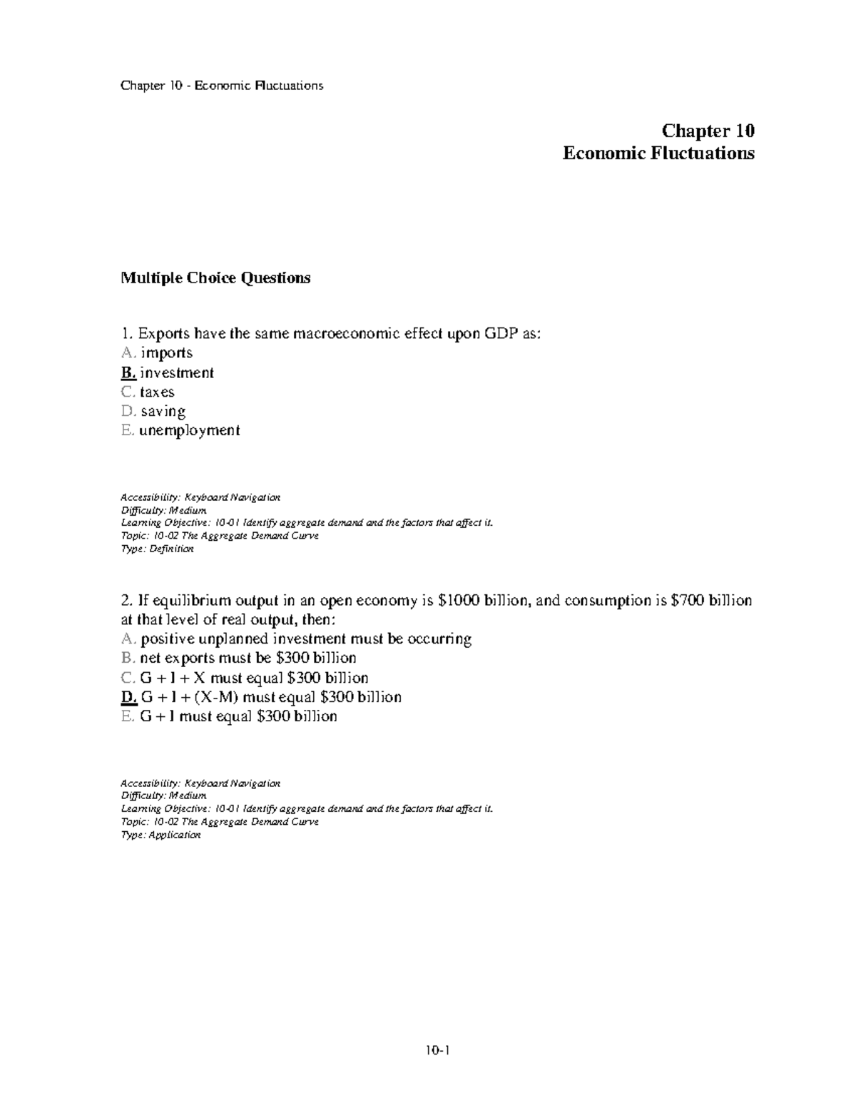 Chap010 - Understanding Economics - Test - Chapter 10 Economic ...