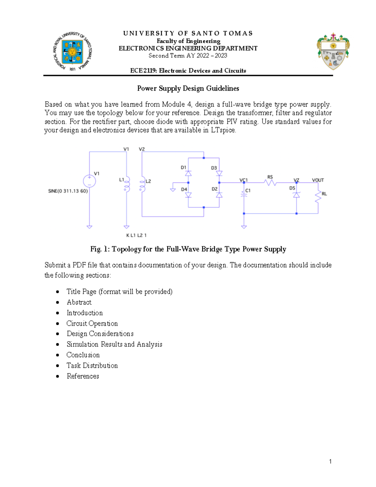 ECE2119 2T 23 24 Project Guidelines 2C - U N I V E R S I T Y O F S A N ...