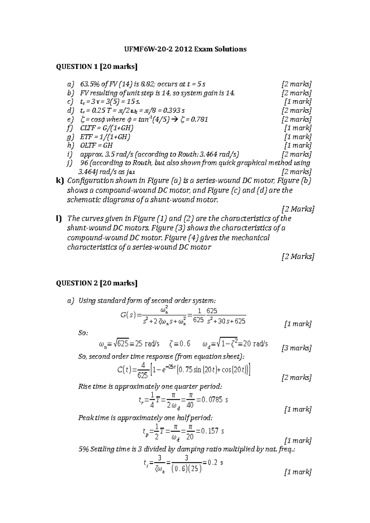 Exam May 2012, answers - UFMF6W-20-2 2012 Exam Solutions QUESTION 1 [20 ...