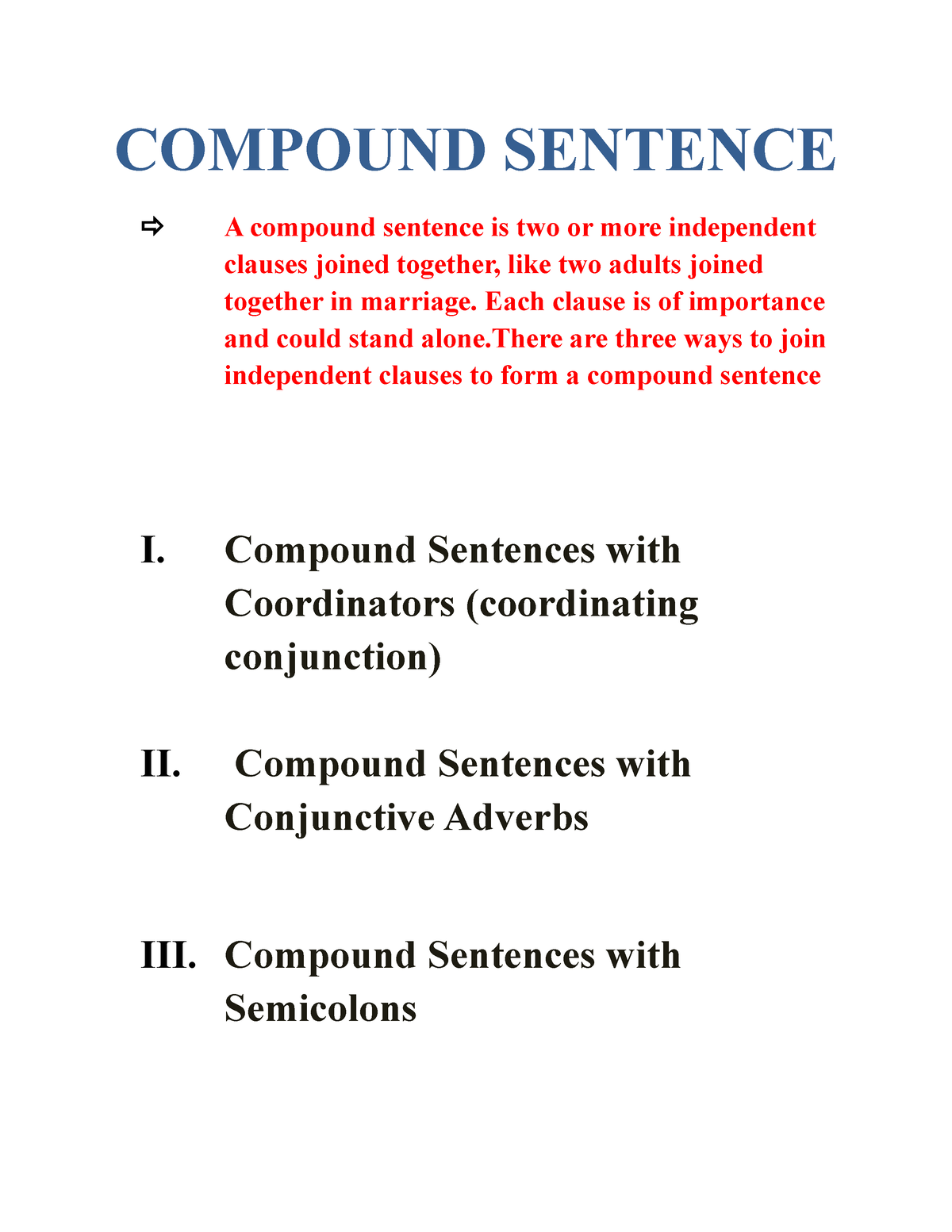 Coumpound Sentences - Compound sentence - COMPOUND SENTENCE A compound ...